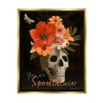 thumbnail image 3 of Stupell Industries Spooktacular Halloween Skull Flower Arrangement Spider Web Graphic Art Metallic Gold Floating Framed Canvas Print Wall Art, Design by Diane Neukirch, 3 of 5