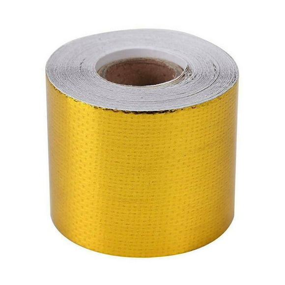 50mm 10M Reflective High Temperature Gold Roll Adhesive Heat Shield Wrap Aluminum Foil Tape Gadgets Auto Exhaust Pipe Decor Band Heat Shield Package