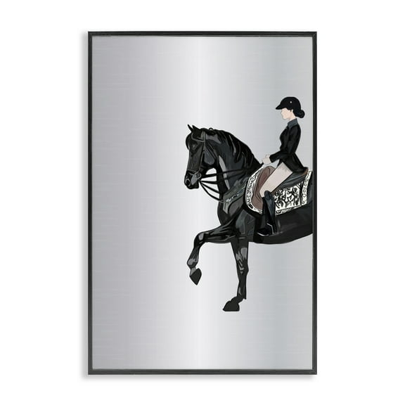 Stupell Industries Silver Rider Jockey Animals & Insects Painting Black Framed Art Print Wall Art, 12 x 18