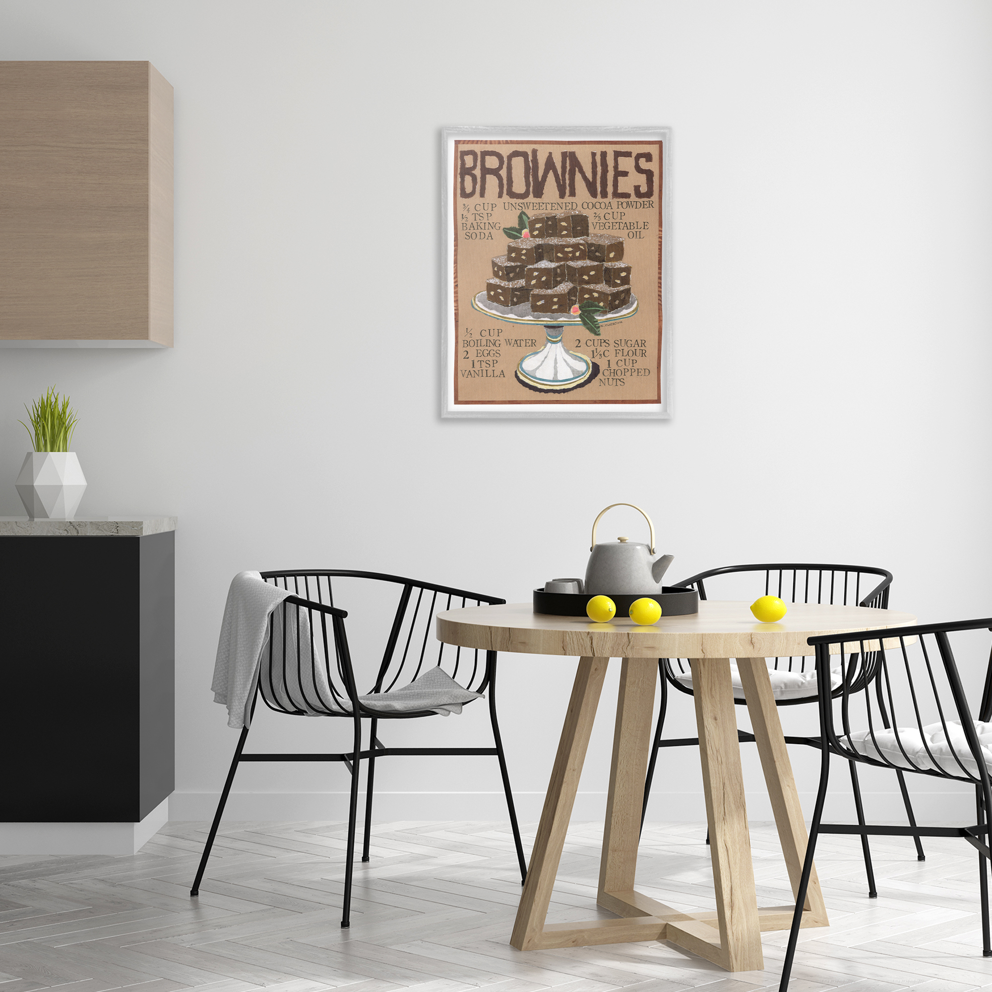 Stupell Industries Brownie Platter Recipe Food & Beverage Painting Gray Framed Art Print Wall Art, 24 x 30