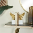 thumbnail image 3 of DecMode 5" Wings Bird Aluminum Metal Bookends with Marble Base (Set of 2), 3 of 9