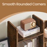LEDREM Tree-Shaped Bookshelf - 13-Shelf Storage Unit with Rounded Corners, Wall-Mountable, Space-Saving Design, Rustic Brown