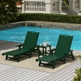 thumbnail image 2 of Bayport Outdoor 3PC HDPE Plastic Reclining Chaise Lounge/Table Set Dark Green, 2 of 13