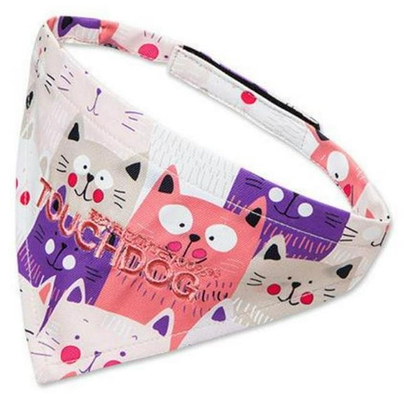 Touchdog 'Head-Popper' Fashion Designer Printed Velcro Dog Bandana - Small / Pink
