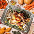 thumbnail image 2 of Stainless Steel Roasting Pan - Heavy Duty Turkey Roasting Baking Broiler Pan with Rack and Handle for Oven,for Chicken, 2 of 7