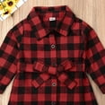 thumbnail image 3 of Toddler Infants Kids Baby Girl Red Plaid Shirt Dress Long Sleeve Tie Fall Dress Mini Dress for Kids, 3 of 8