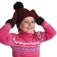 thumbnail image 2 of Kids Winter Stripes Beanie Pompom Hat Cap Full Finger Mittens Gloves Warm Set, 2 of 10
