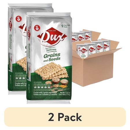 (2 pack) Dux Grain & Seeds Crackers Bag, 7.62 oz, Pack of 4