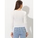 thumbnail image 4 of Camisa de Manga Larga con Cuello Redondo para Mujer Blusa Elegante blanco XL, 4 of 6