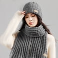 thumbnail image 3 of YAOBAMM Unisex Winter Hat Scarf Set 2Pcs Set Unisex Winter Solid Color Hat Scarf Set Thickened Warm Long Scarf Beanie Set, 3 of 6