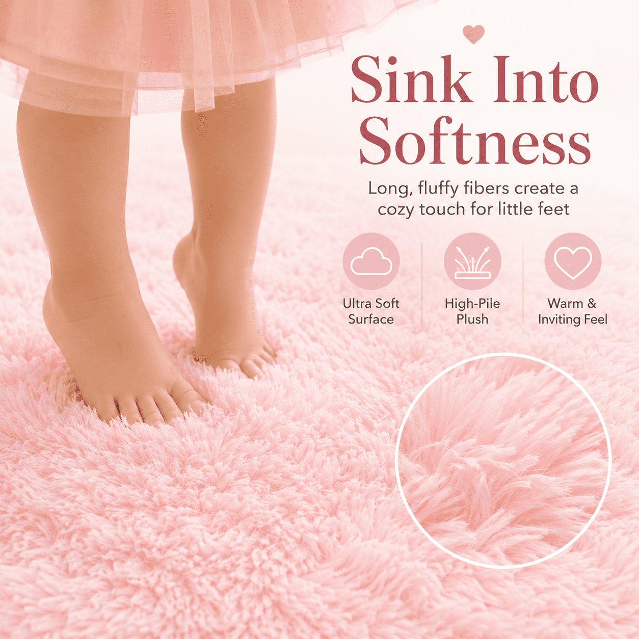 Sanmadrola Round Area Rug for Bedroom Fluffy Circle Rug 5.2'X5.2' for Kids Room Furry Carpet for Girls Bedroom Shaggy Circular Rug for Nursery Room Fuzzy Plush Rug Dorm Cute Room Decor for Baby Pink