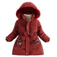 thumbnail image 2 of KYAIGUO Toddler Kids Girls Winter Outerwear Baby Hooded Cotton OutWear Mid-Length Soft Cute Warm Heavyweigh Zipper Hooded Parka Kid Fleece Snowsuit Jacket Coat for 3-10T, 2 of 8