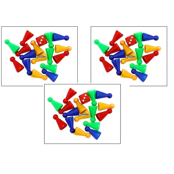 Big Pack Of 3 Ludo Dice & Token Set/Ludo Goti Standard Size (Multicolor) For Ludo Snake & Ladder Or Board Game Party & Fun Game Board Game