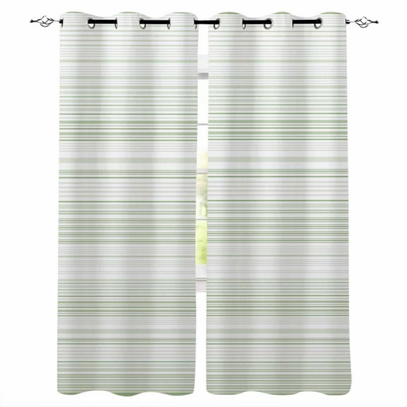 Fsddascl Sage Green Stripe Blackout Curtains for Bedroom/Living Room, Thermal Insulated Kitchen Curtains, Abstract Art Modern Vertical Striped Grommet Darkening Window Treatment Drapes 42"x84"x2