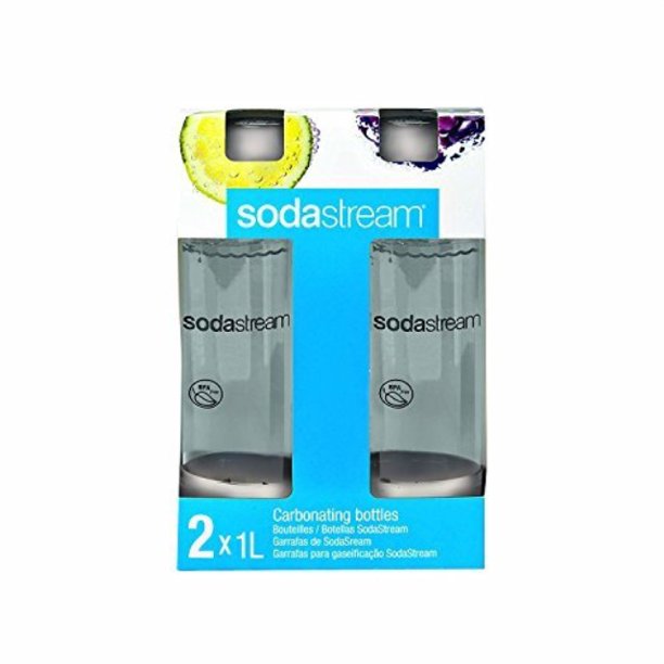 sodastream 1l carbonating bottles clear/white rounds (twin pack)