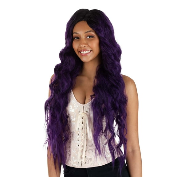 Dark Purple Long Wavy Wig