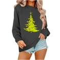 thumbnail image 2 of Njoeus Womens Crewneck Sweatshirt Raglan Long Sleeve Christmas Tree Print T-Shirt Casual Cute Pullover Top Christmas Sweatshirt for Women Gifts Brown M, 2 of 3