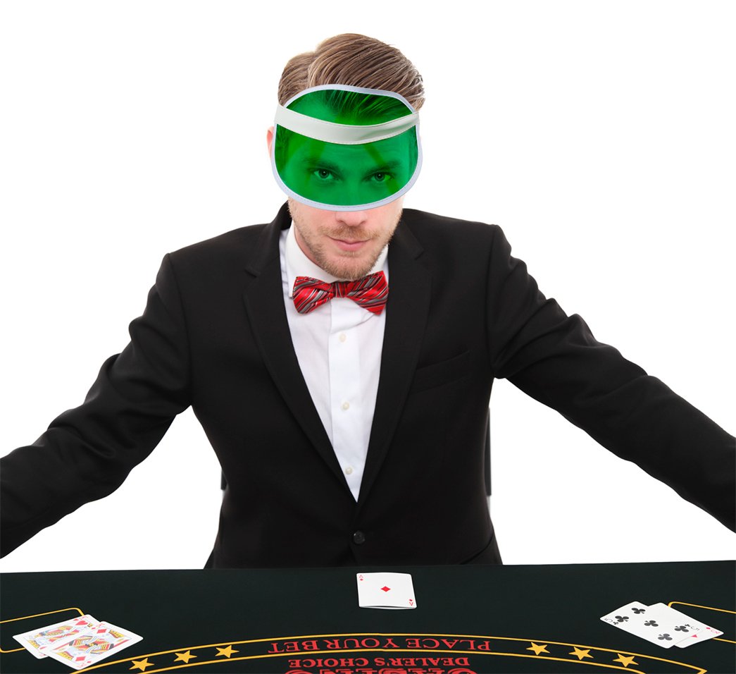 Brybelly Casino Dealer Accessory Pack - Bundle Includes Green Dealing Visor and Fancy Bowtie - Great for Poker Dealer Costume, Uniform for Las Vegas Game Nights - Blackjack Card Deal Outfit - image 4 of 6