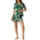 thumbnail image 1 of INSPIRAR CHIC Ropa de descanso para mujeres, pijama de verano con camisa de botones y pantalones cortos, conjunto M verde, 1 of 5