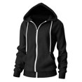 thumbnail image 2 of Ecqkame Women's Waffle Hoodies Lightweight Zip Up Long Sleeve Hooded Casual Jacket Solid Color Comfortable Sweatshirts Black XXL, 2 of 9