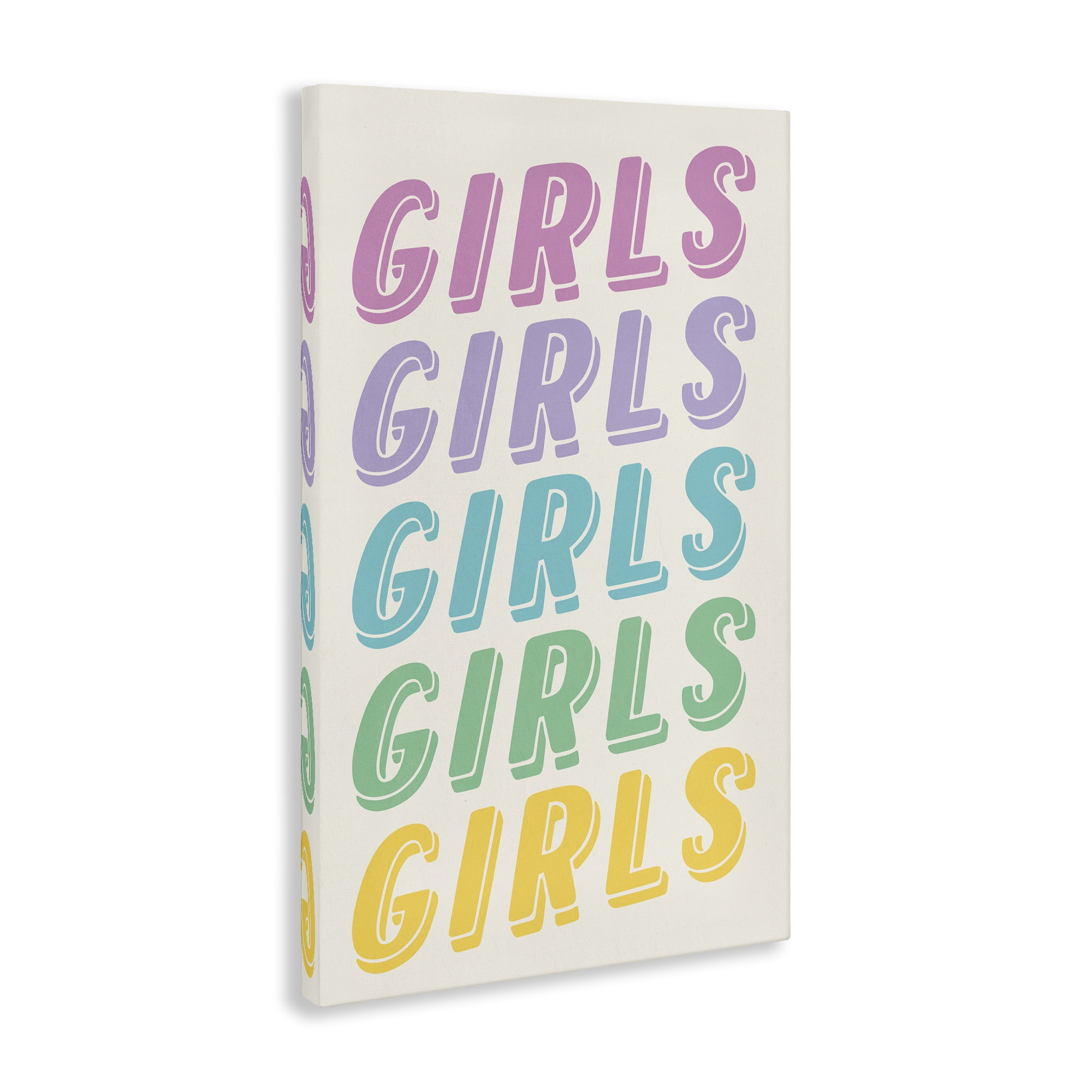 Stupell Industries Pastel Retro Girls Text Text & Numbers Painting Wrapped Canvas Art Print Wall Art, 16 x 24