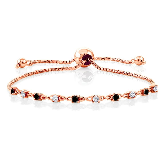 Gem Stone King 18K Rose Gold Plated Silver Bracelet for Women Diamond Moissanite (0.65 Cttw)