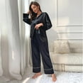 thumbnail image 5 of HAOYUNL Womens 2 Piece Silk Satin Pajama Set Long Sleeve Lounge Sets Button Down Shirts and Pants PJs Soft Sleepwear Set S-XL, 5 of 8