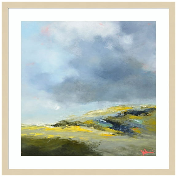 Amanti Art Maybe Rain Hillside Landscape Wood Framed Wall Art Print