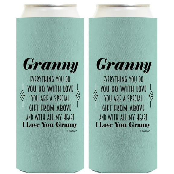Gifts For Granny Gifts For Grandma Granny You Are A Gift From Above Poem 2-Pack Ultra Slim Can Thermocoolers