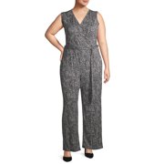 Rachel Rachel Women's Plus Size Sleeveless Surplice Jumpsuit with Bias Tie Self Belt and Pockets