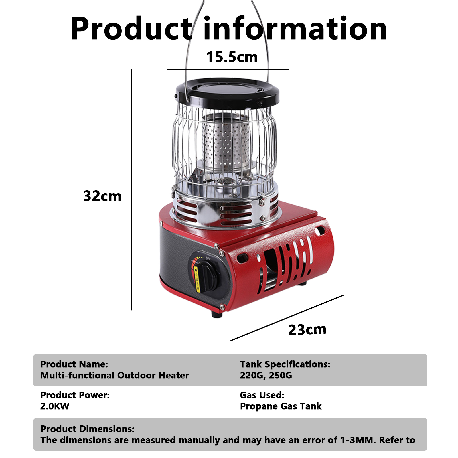 Arcticwind Outdoor Camping Heater for Tents,Portable picnic heater,Tent Heater Stove for Camping,Outdoor Camping,Ice Fishing Heater,Cooking Dual-Use, Multifunctional Windproof Gas Stove,Red