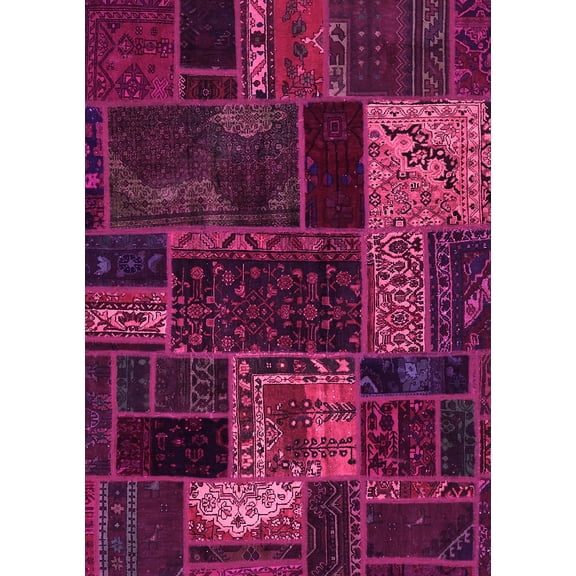 Ahgly Company Indoor Rectangle Oriental Pink Modern Area Rugs, 5' x 7'
