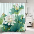 thumbnail image 2 of Lotus Shower Curtain Chinese Ink Painting Plant Zen Flower Watercolour Art Creative Polyester Fabric Bath Curtain Bathroom r, 2 of 7