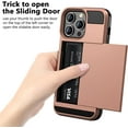 thumbnail image 3 of For iPhone 14 Pro Max Case Wallet Credit Card Holder ID Slot Sliding Door Hidden Pocket Women Anti-Scratch Dual Layer Hybrid Bumper Armor Protective Shell Cover 6.7 inch Rose Gold, 3 of 14