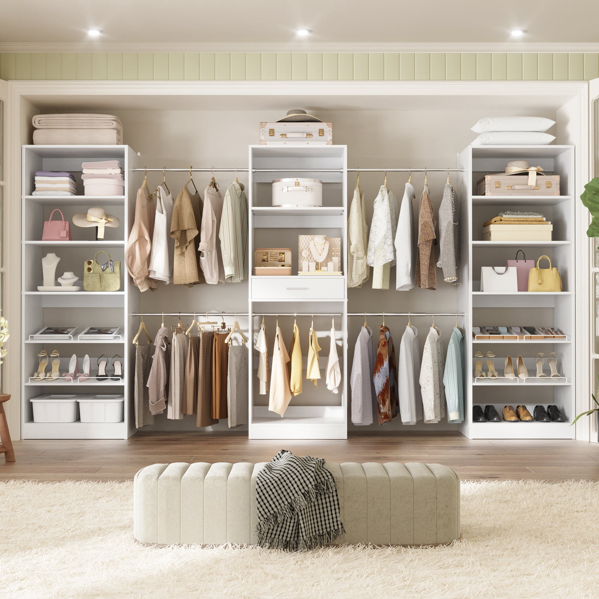 Homieasy Closet System with 3 Sets, 146'' Closet System with 6