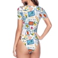 thumbnail image 4 of Haiem Summer Stamp Women's Crew Neck Short Sleeve Bodysuit Tops Stretchy Slim Basic-Large, 4 of 9