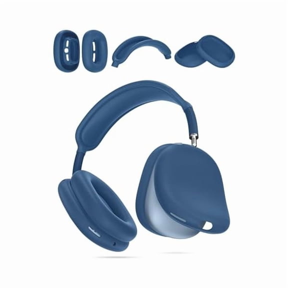 YJJSKEJI Silicone Case Cover for Apple Headphones AirPods Max, Soft TPU Anti-Scratch Protective Kit with Ear Pad Ear Cups Headband Cases Sweatproof Washable Protector Accessories for AirPod Max Blue