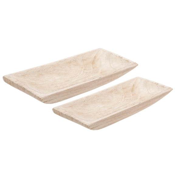 Sagebrook Home Set of 2 Wood Rectangular Tray, White