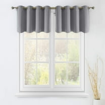 QICICI-2 Panels Blackout Window Valance 18 Inch Long Curtains For Kitchen Bathroom Dining Bedroom Grommet Small Curtain Drapes Window Toppers, Light Grey, 52 X 18