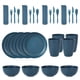 thumbnail image 1 of Nvzi 28pcs Wheat Straw Dinnerware Sets for 4 - Lightweight Unbreakable - Microwave Dishwasher Safe - Perfect for Picnic, Dorm,Camping Plates Cups and Bowls Set -Dark Blue, 1 of 5