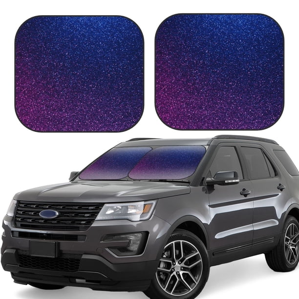 Fotbe Neon Glitter Juego de 2 Piezas de Parasoles para Parabrisas | Bloqueador Solar para Auto | Accesorios Plegables para Protección Solar Interior-Large