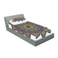 thumbnail image 2 of Ambesonne Mandala Fitted Sheet & Pillow Sham Set, Floral Leaves Details Art, Twinxl, Multicolor, 2 of 2