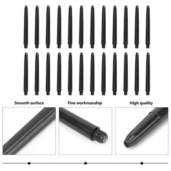 MISSMILE 100pcs Plastic Shafts Darts Accessories Stems Plastic Pole Rod with Standard 2BA Screw Thread (Black)