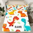 thumbnail image 2 of Manfei Cartoon Dino Twin Sheet Sets 3 Pieces for Kids, Cartoon Dinosaur Twin Fitted Sheet, Wild Animal Flat Sheet, Super Cozy Room Decor, 2 of 7