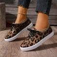 thumbnail image 4 of Rokment Women's Leopard Low Top Fashion Sneakers 2026 Spring Fall Trendy Casual Leather Lace up Platform Walking Flat Canvas Tennis Shoes Brown Size 6.5, 4 of 9