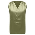 thumbnail image 4 of MIXUE Womens Summer Tops Summer Solid Color V Neck Sleeveless Stylish Casual Tshirts Streetwear,Green,L, 4 of 4