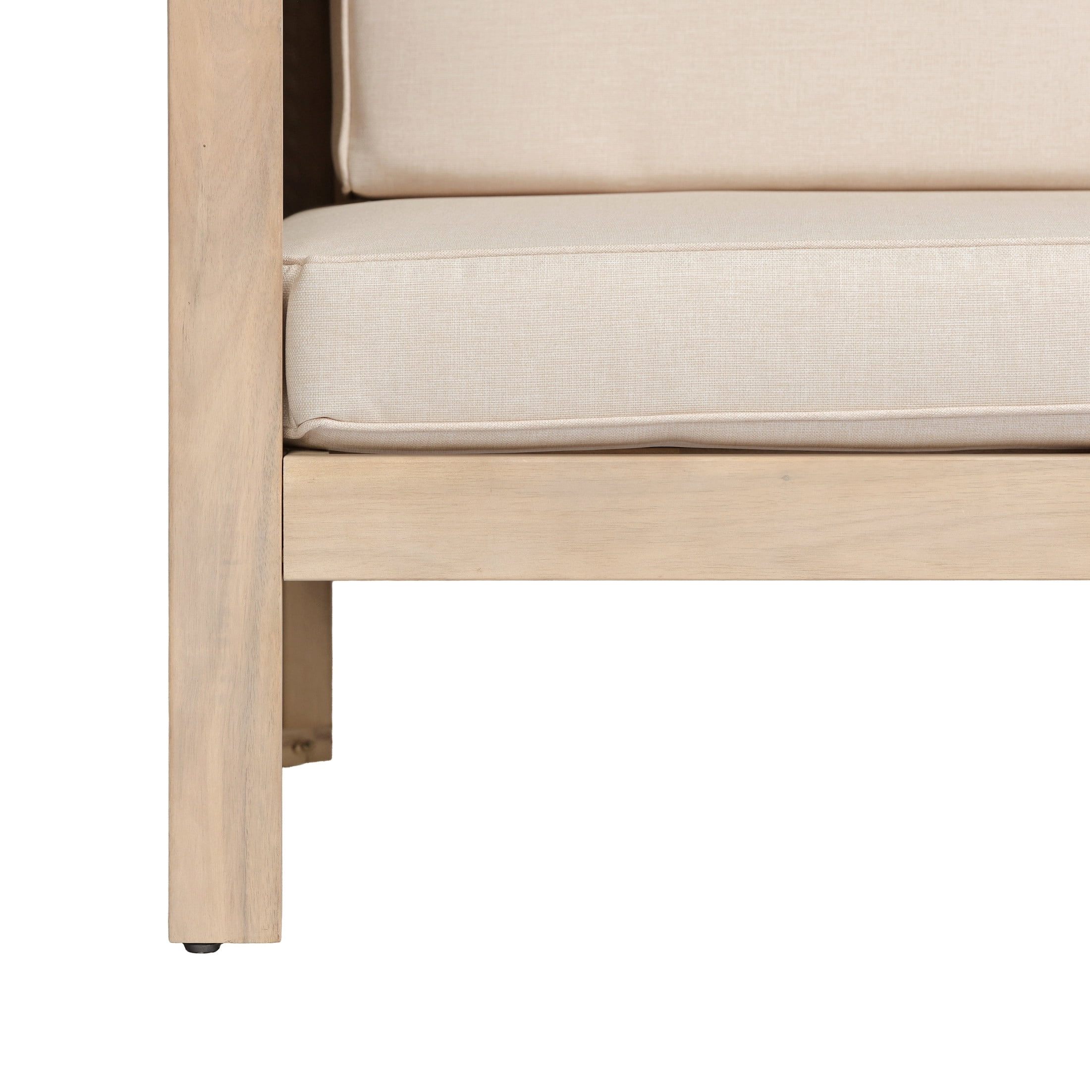 Christopher Knight Home Acacia Wood 5-Seater L Shaped Sectional Sofa Set, Wicker Accents, Sand+Light White