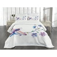 thumbnail image 2 of Ambesonne Vintage Quilted Bedspread Set 3 Pcs, Ivy Flowers Dragonflies, King Size, Green Purple and Blue, 2 of 4