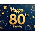 thumbnail image 3 of Golden Happy 80th Birthday Celebration Banner Backdrop Stars Decorations Photography Props Party Supplies Background Decors, 3 of 7