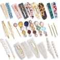 thumbnail image 1 of Set of 28 Pearl and Acetate Acrylic Hair Clips, Handmade Hair Clips, Marble Alligator Hair Clips, Sparkling Crystal Geometric Hair Clips, Elegant Blon, 1 of 5